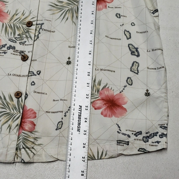 La Cabaña Hawaiian Short Sleeve Shirt Floral Map Print Women's Size 1X - Picture 9 of 10